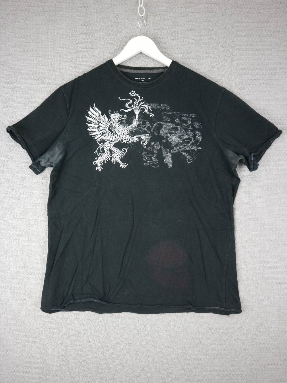 DKNY Jeans Grunge Style Tee Distressed Thrashed Mens Large